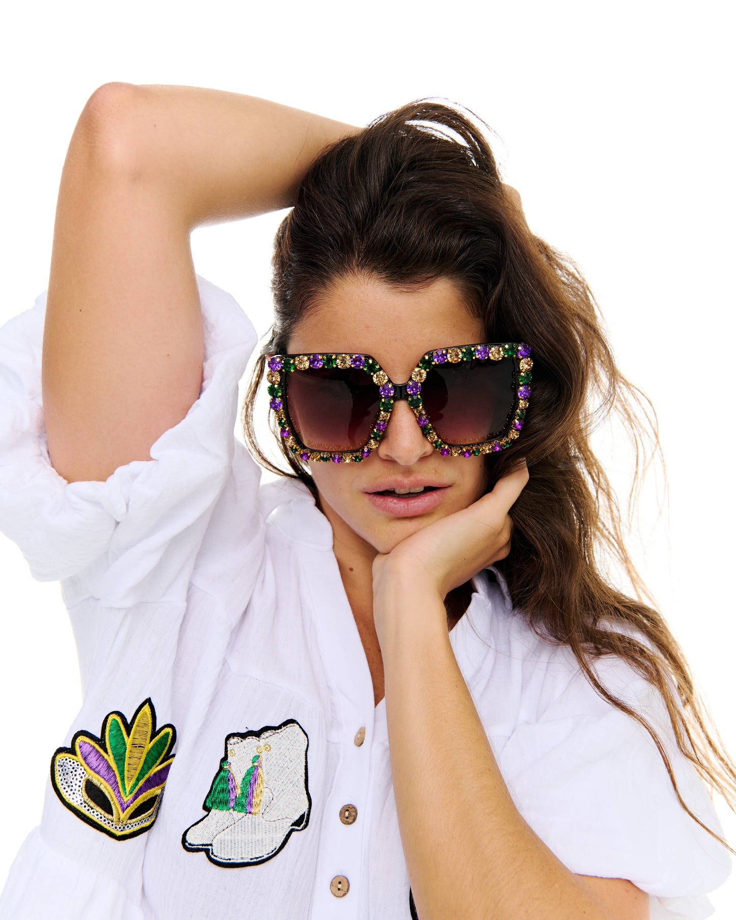 Mardi Gras Stone Sunglasses
