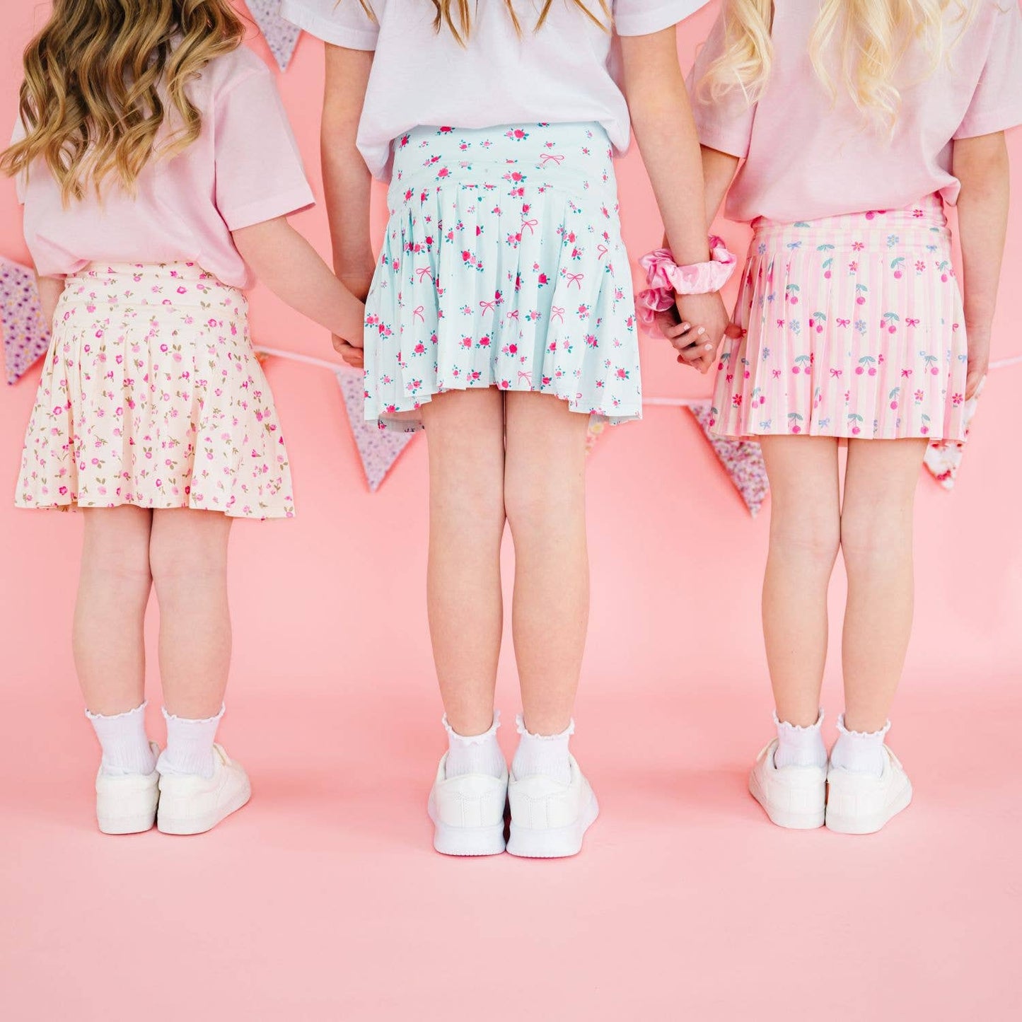 Sky Blue Floral Athletic Skort - Kids Clothing