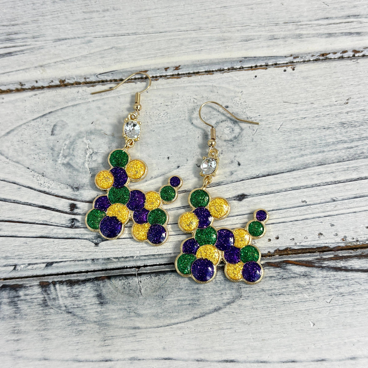 Mardi Gras Glitter Bead Dog Dangle Earring