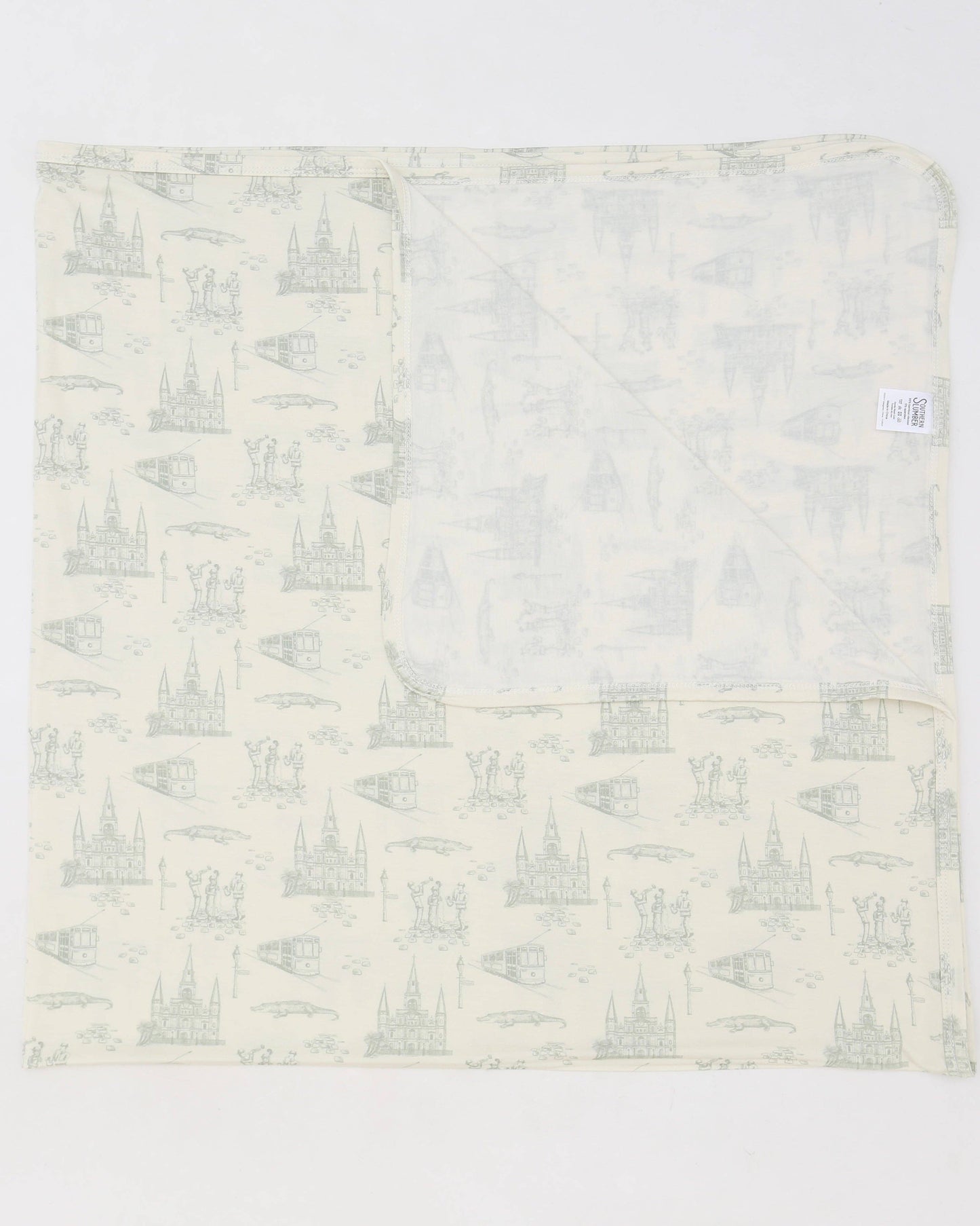 Sage Nola Toile Bamboo Swaddle Blanket