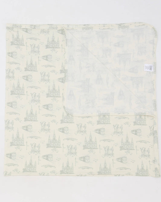 Sage Nola Toile Bamboo Swaddle Blanket