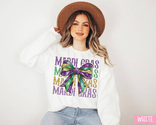 Louisiana Mardi Gras Bow Sweatshirt