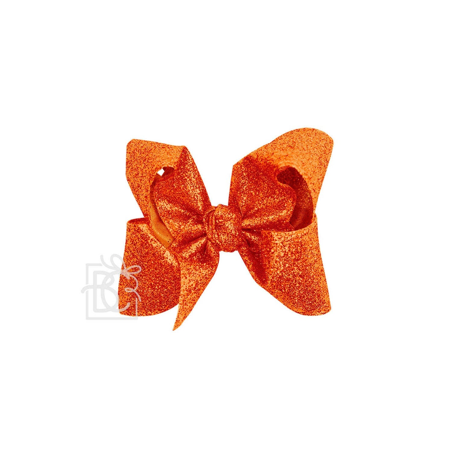 Orange GLITTER METALLIC BOW ON CLIP: 4.5" Large - 1.5" Ribbon on Alligator Clip