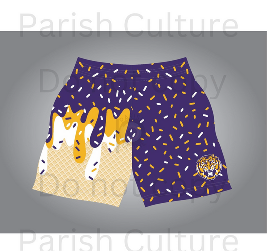 Purple Tiger Drip Shorts