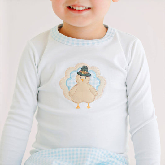 Pilgrim Pals Light Blue Applique Long Pajamas