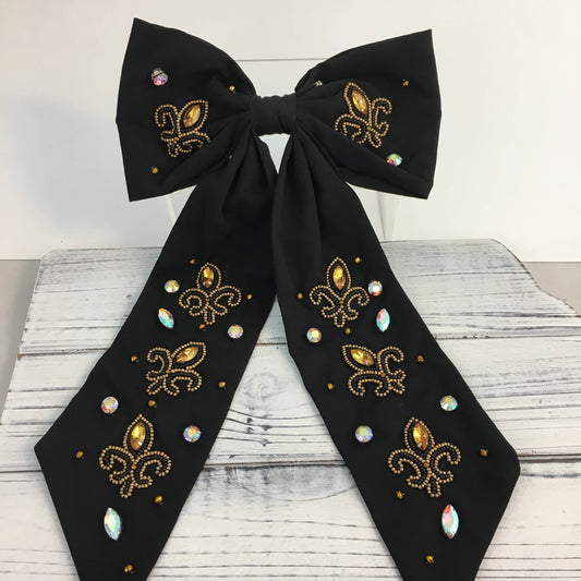 Bead and Stone Fleur de Lis Bow