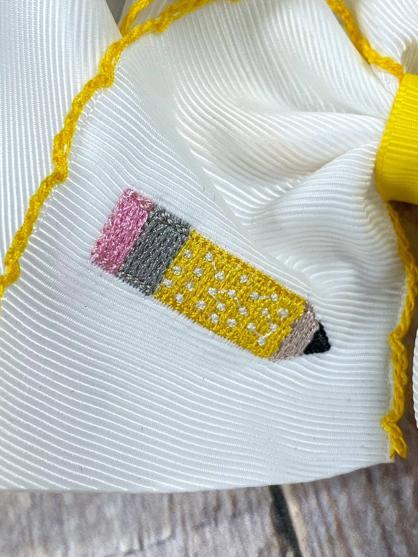Pencil Embroidered Moonstitch Hair Bow