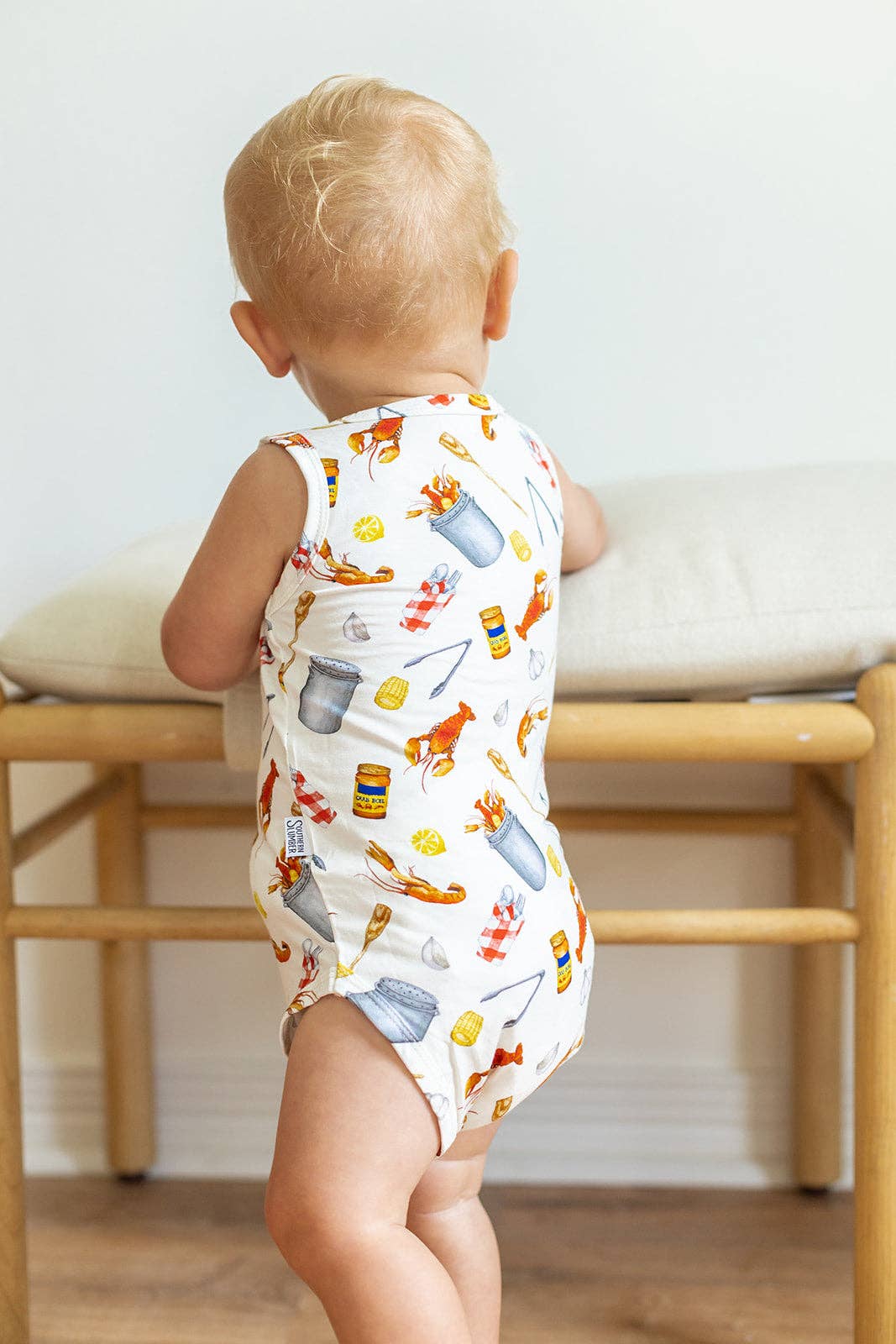 Crawfish Boil Bamboo Henley Onesie with Snaps
