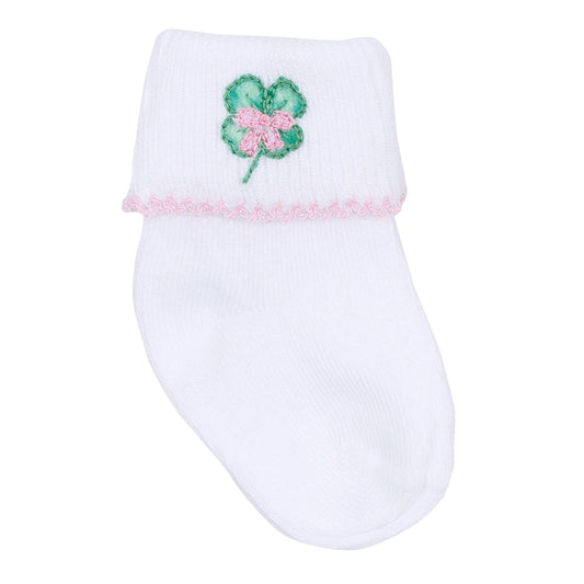 Lucky Little Ones Embroidered Socks - Pink