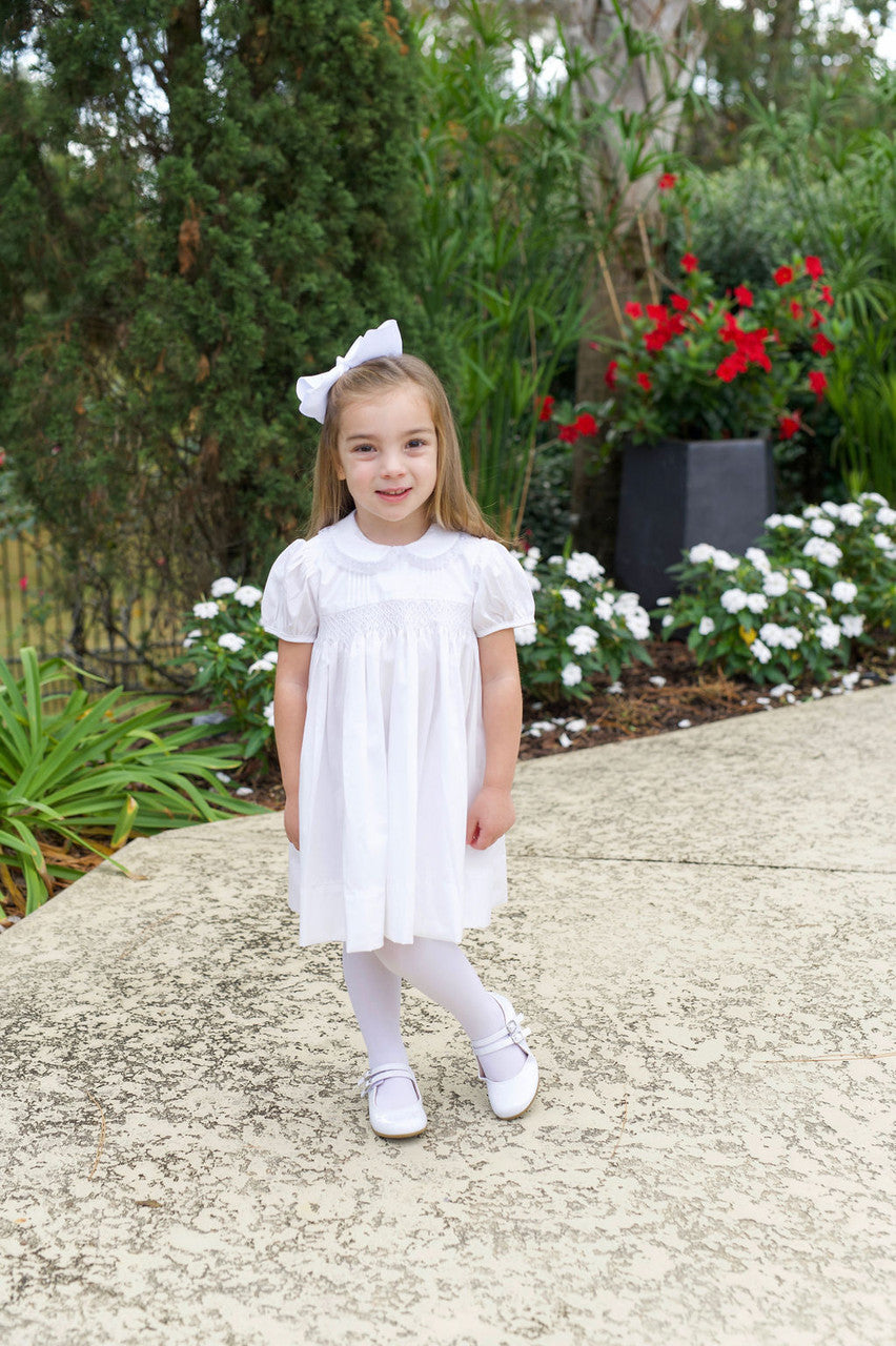 White smocked Finley dress