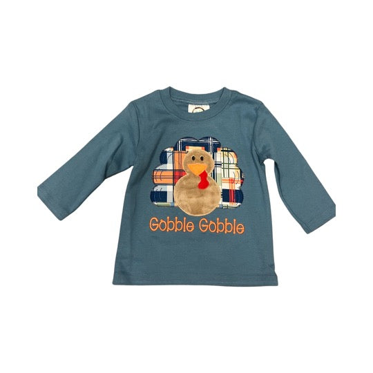 gobble gobble blue turkey long sleeve shirt