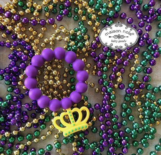 mardi gras crown ring teether