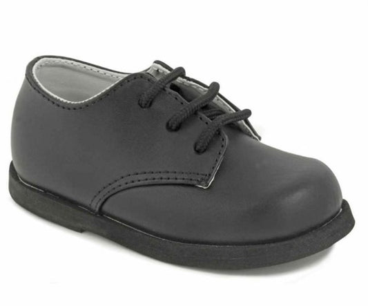 Black leather oxford toddler walking shoes