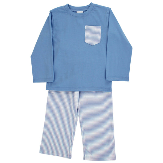 Blue Knit Porter Pant Set