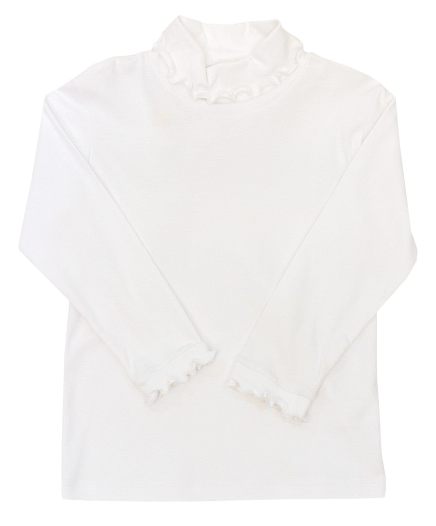 White Knit Ruffle Turtle Neck