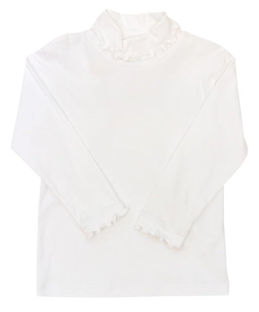 White Knit Ruffle Turtle Neck
