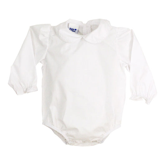 White Girls L/S Button Back Onesie