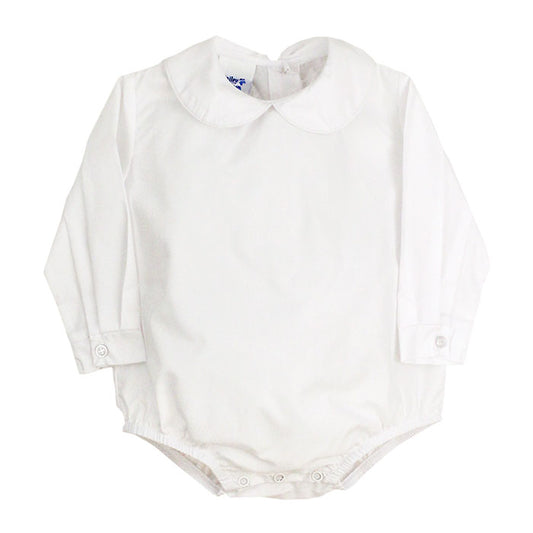 White Boys L/S Button Back Onesie