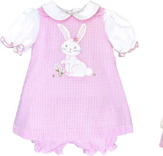 Pink seersucker bunny Easter dress